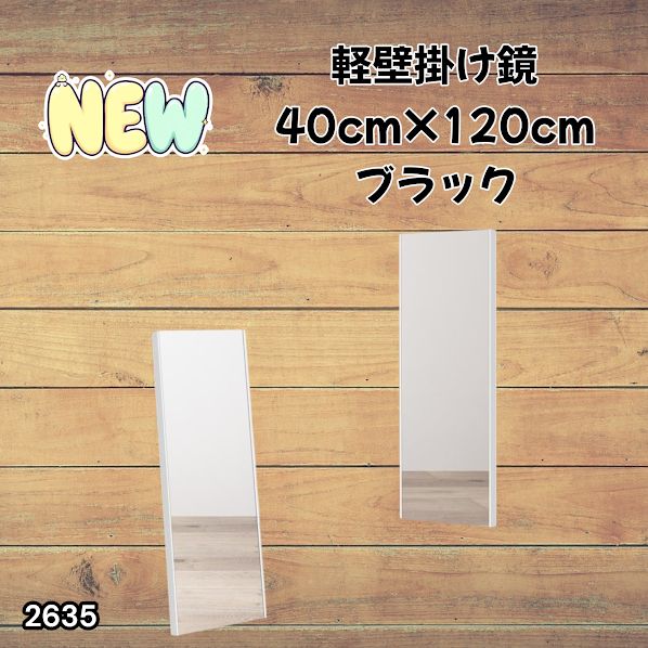 #2635 軽量 壁掛け 割れない鏡 幅40cm×高さ120cm ブラック フィルム ミラー 鏡 全身鏡 姿見 ダンス 練習 大きい 安全 防災 地震対策 ※一部地域離島別途配送料有