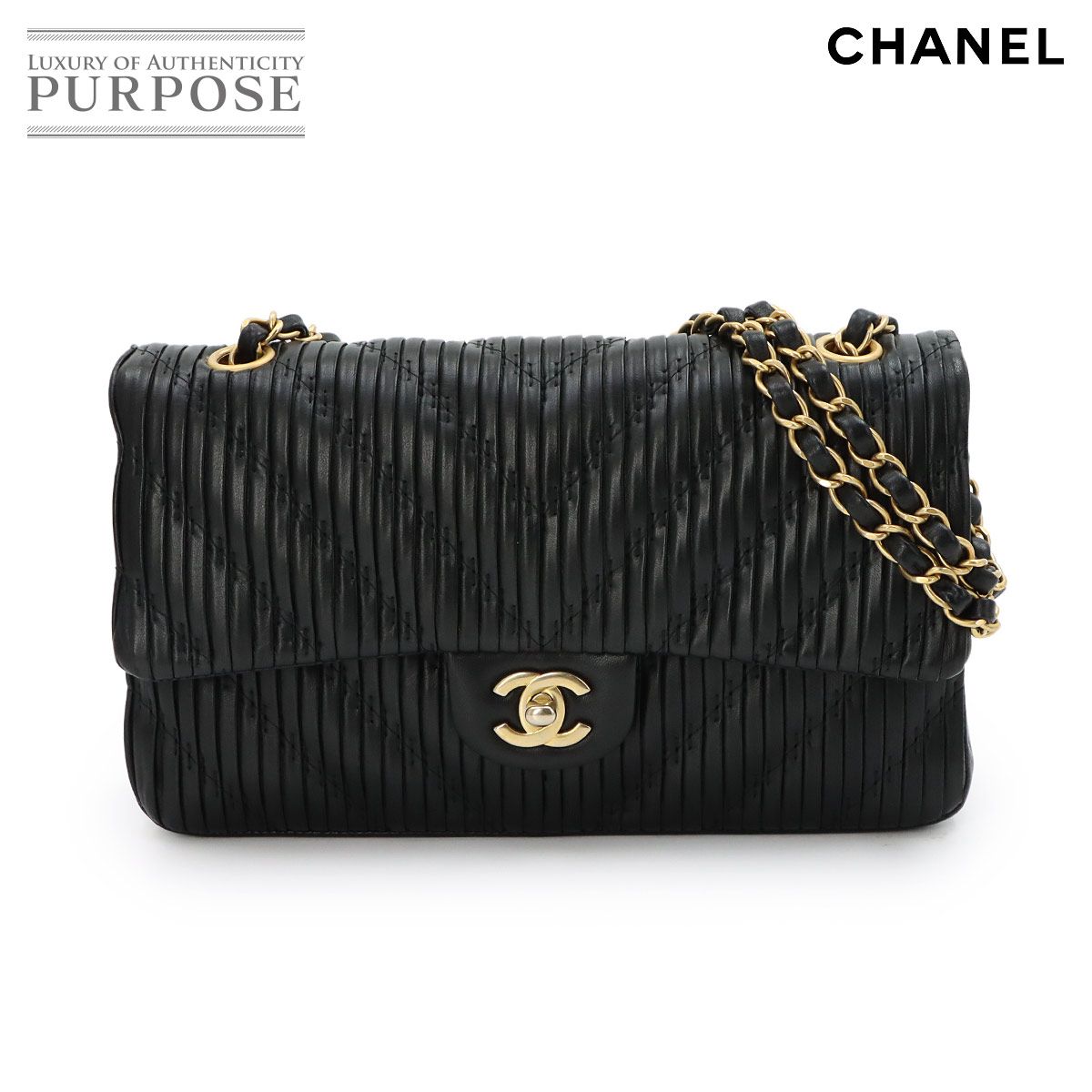美品 シャネル CHANEL シェブロン Vステッチ チェーン ショルダー 