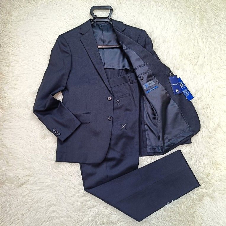 新品未使用 タグ付き 洋服の青山 RITORNO 洗えるスーツ A4 上下セットアップ ネイビー メンズ 身長165 ウエスト81 形状記憶プリーツ ストレッチ ウォッシャブル ビジネス