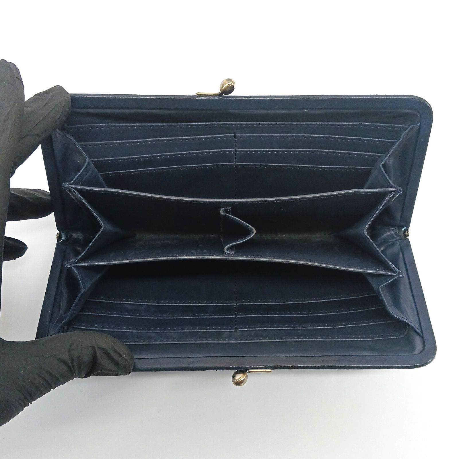 genten ゲンテン ダイヤモンドパイソン レザー 長財布 がま口財布