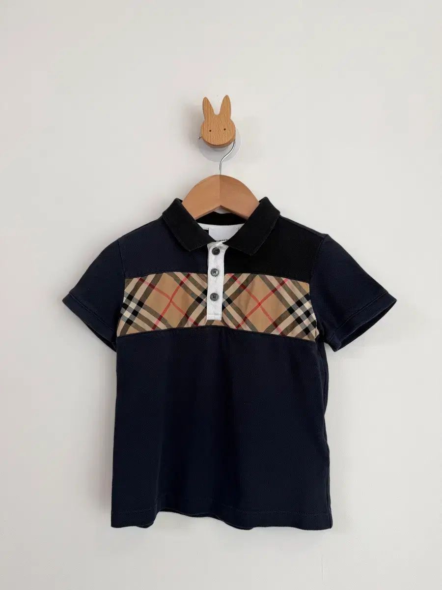 バーバリー キッズ ネイビー チェック 半袖 ポロTシャツ 5Y