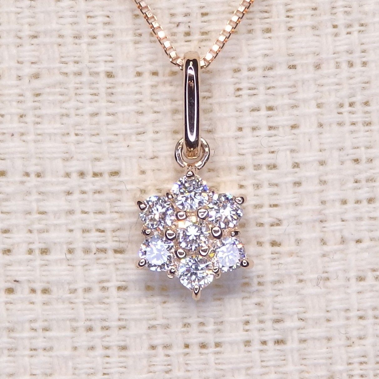 ダイヤモンド ネックレス チェーン付き Z5697 0.20ct K18PG ピンク 