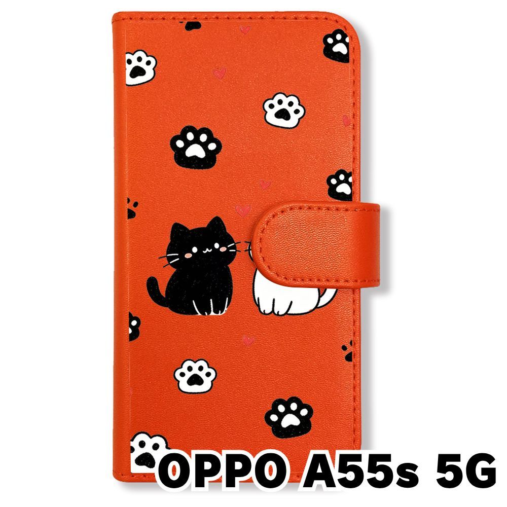 ※※スーパーにゃんこちんLOＶE※※ 極美品※oppo A55S 新品未使用】 OPPO A55s 5G 手帳型スマホ ケース カバー (色：オレンジ