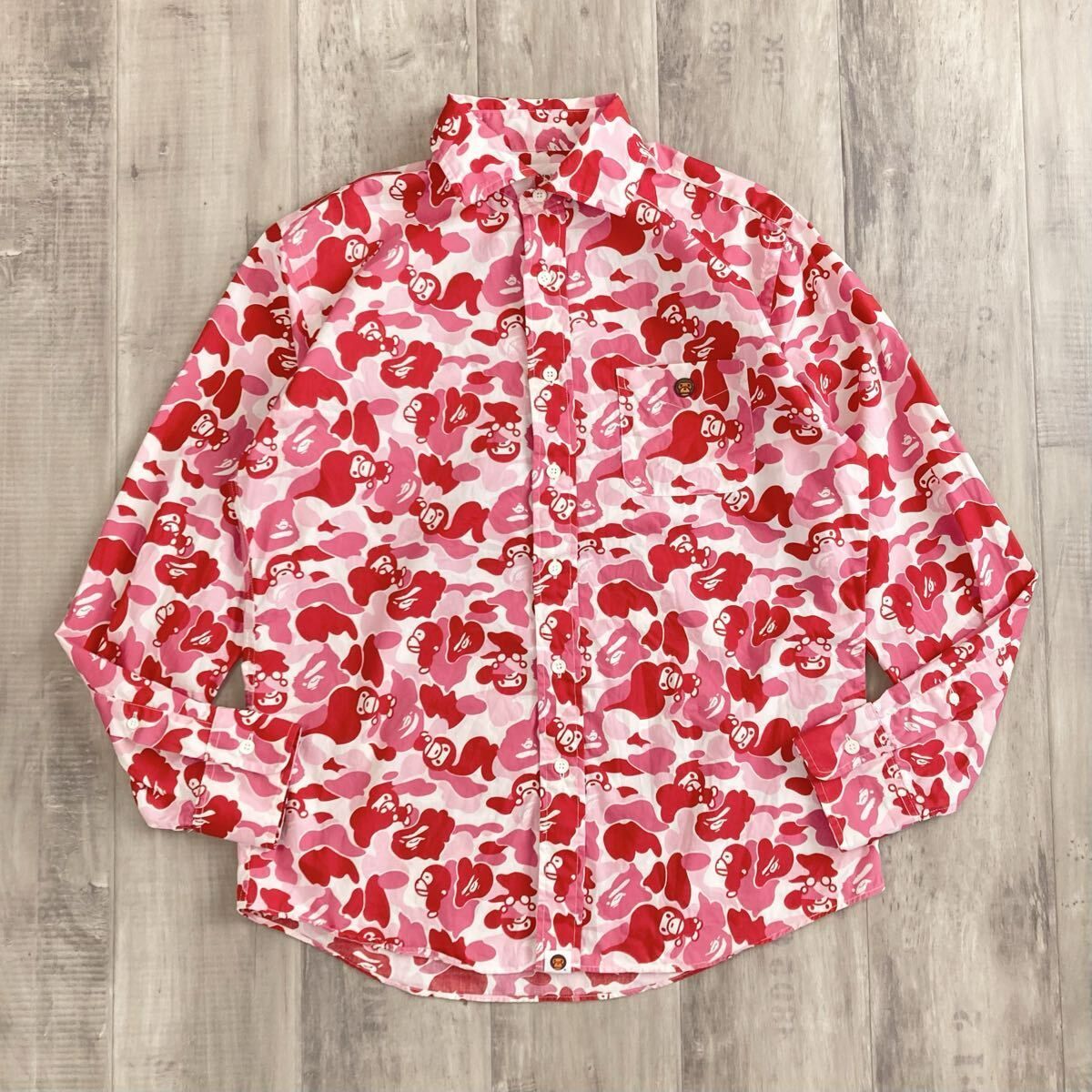 A BATHING APE ABC CAMO MILO ロンT Tシャツ ピンク MILO ABC CAMO PINK 長袖シャツ Sサイズ a bathing ape BAPE エイプ