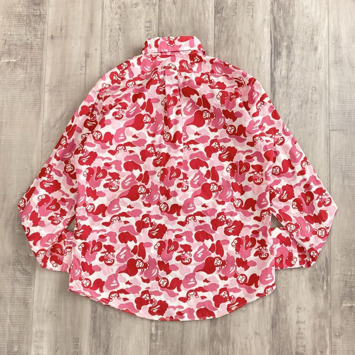 MILO ABC CAMO PINK 長袖シャツ Sサイズ a bathing ape BAPE エイプ