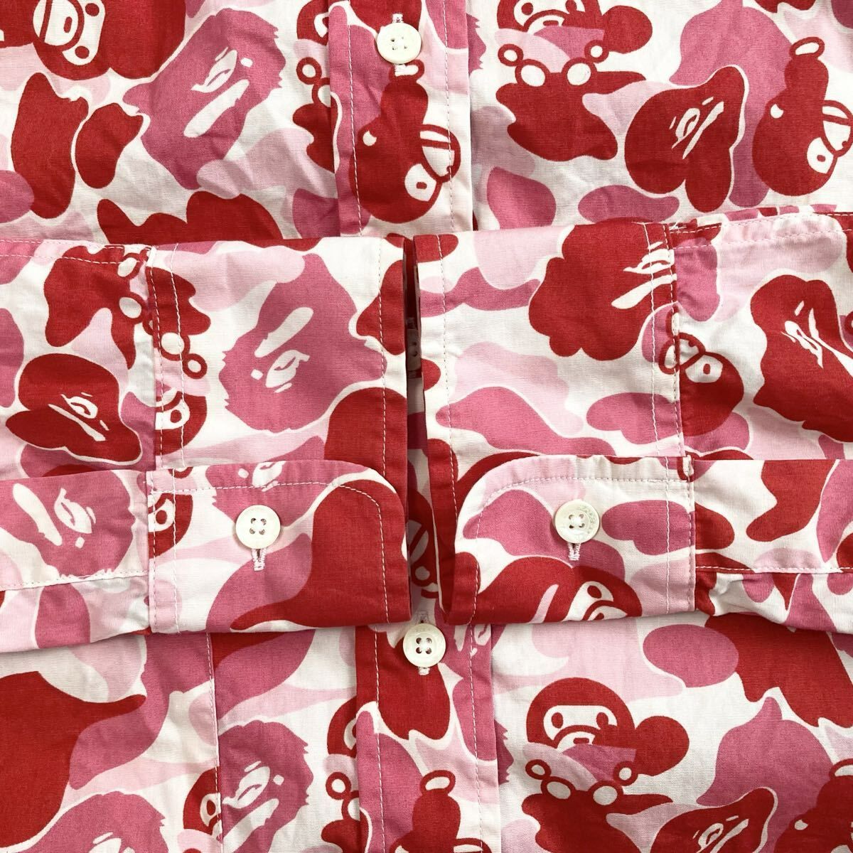MILO ABC CAMO PINK 長袖シャツ Sサイズ a bathing ape BAPE エイプ