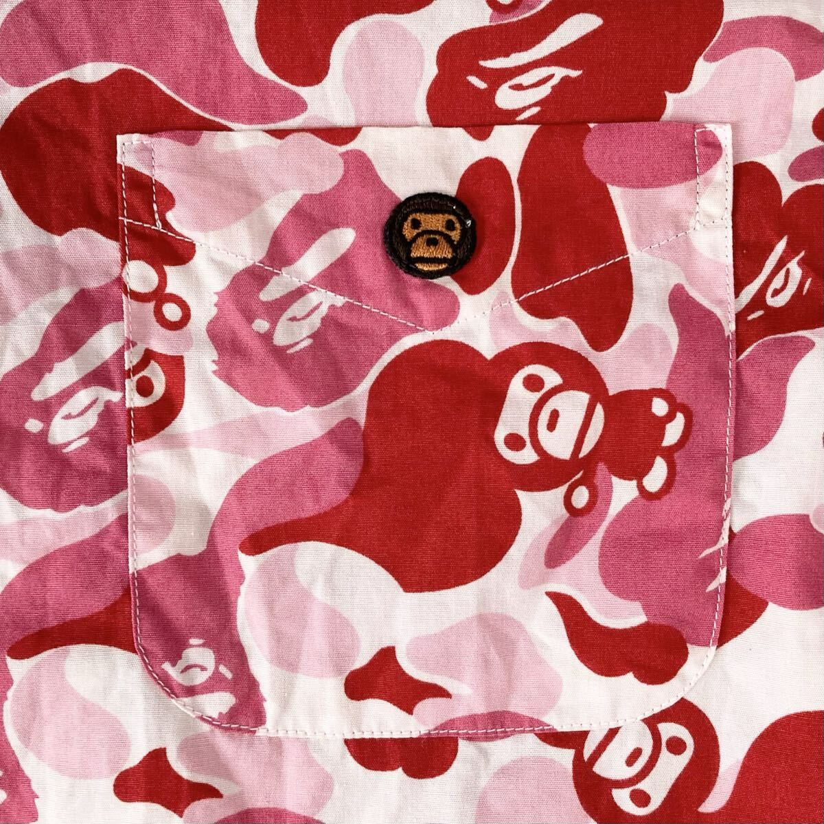 MILO ABC CAMO PINK 長袖シャツ Sサイズ a bathing ape BAPE エイプ