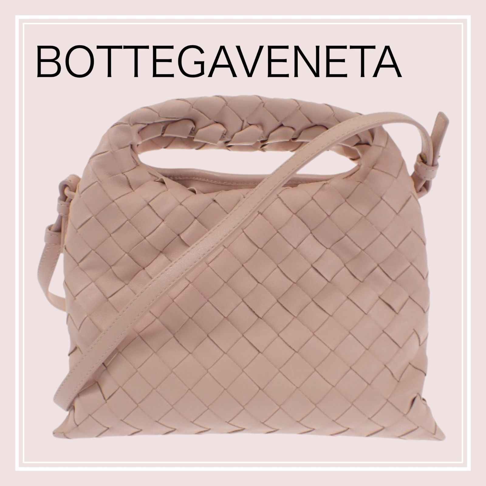 【BOTTEGA VENETA】イントレチャート ミニ ホップ 777586 2WAYバッグ ハンドバッグ ショルダーバッグ カーフ ピンク レディース