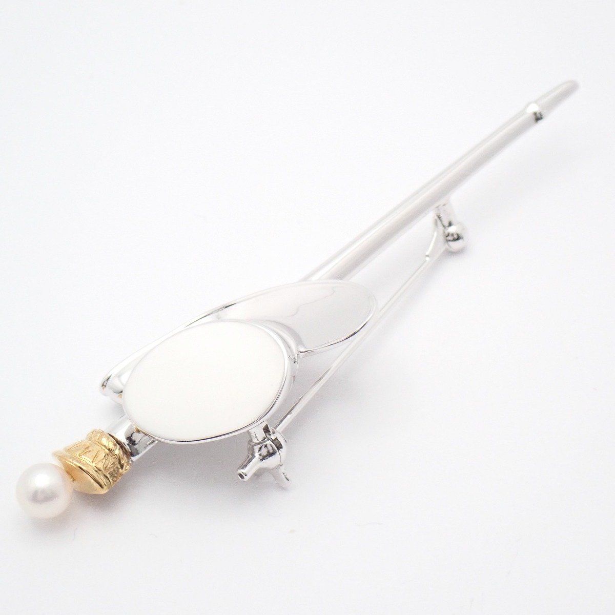 美品】MIKIMOTO ミキモト シルクハット ステッキ ブローチ K18YG