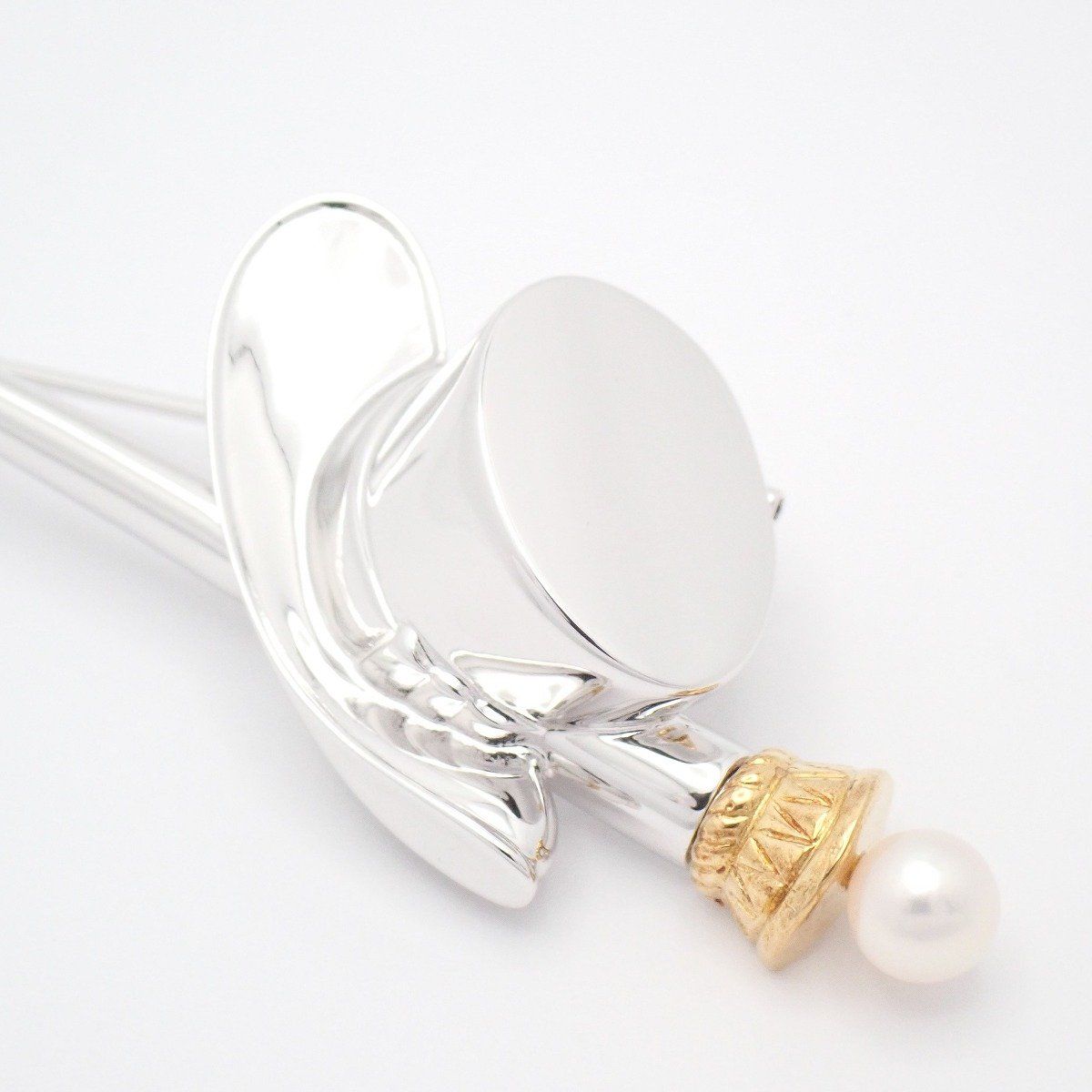 ミキモト　シルクハットブローチ ベビーパール 美品】MIKIMOTO ミキモト シルクハット ステッキ ブローチ K18YG