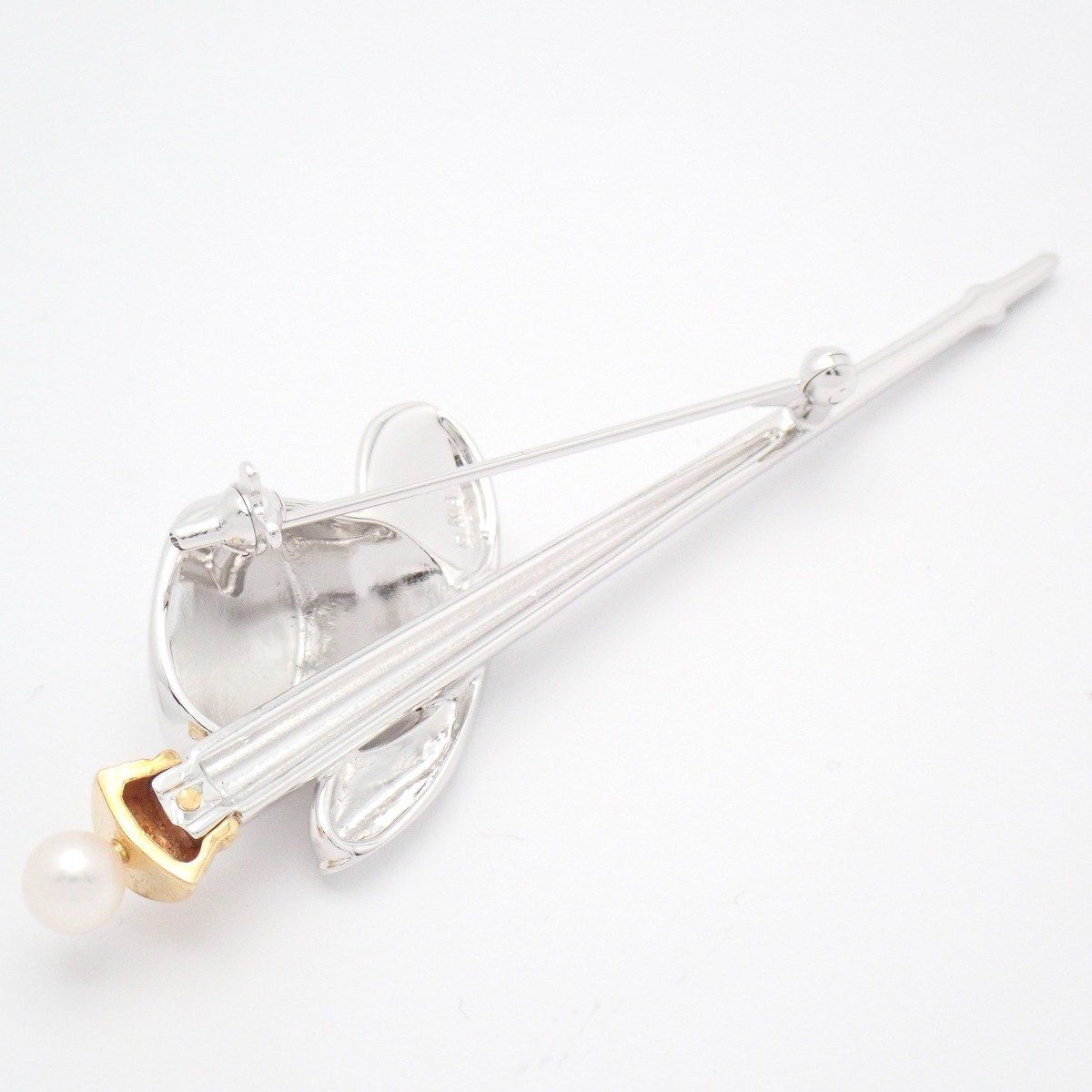 美品】MIKIMOTO ミキモト シルクハット ステッキ ブローチ K18YG