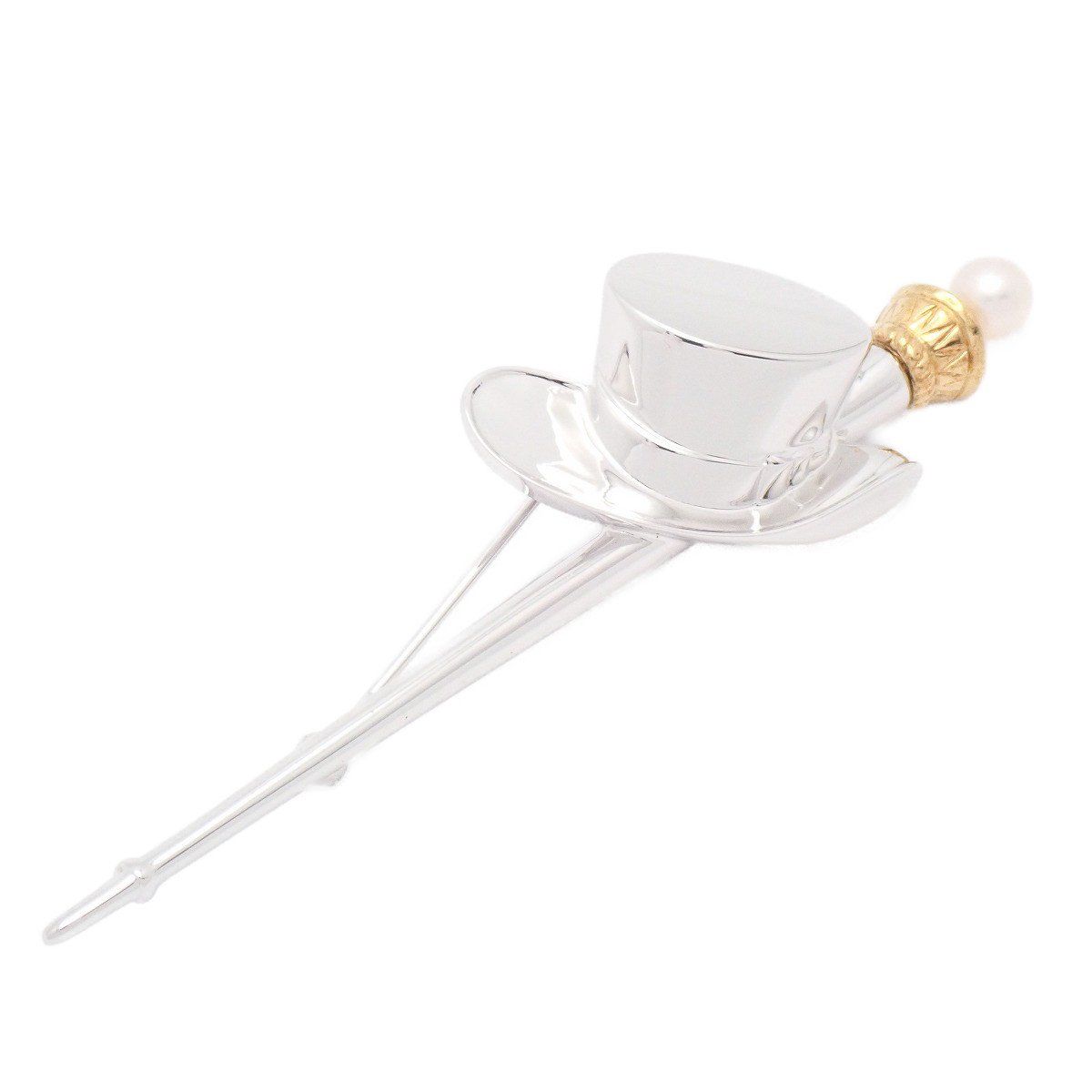 美品】MIKIMOTO ミキモト シルクハット ステッキ ブローチ K18YG