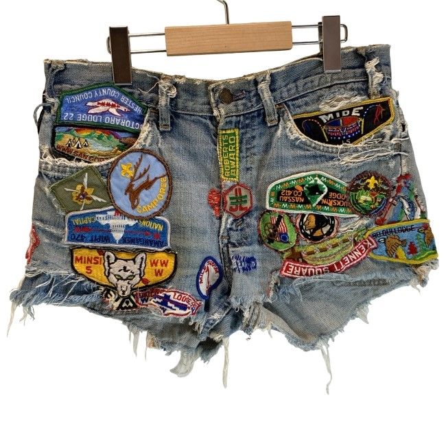 【中古】　ハーフパンツ　70s vintage　70年代　OLD　短パン　ジップフライ　TALONジップ　ワッペン　アメカジ　古着　/7309