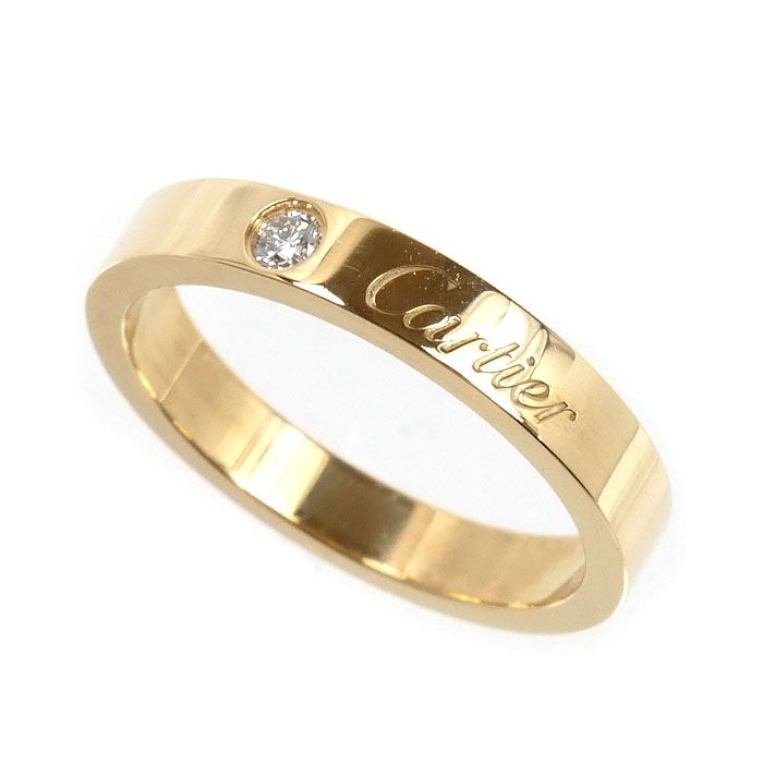 CARTIER カルティエ K18YG イエローゴールド エングレーブド 1Pダイヤ リング・指輪 B4243150 ダイヤモンド 10号 50 3.7g レディース 中古 美品