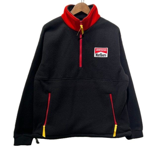 【中古】　Marlboro　フリース　ジャケット　アウター　プルオーバー　ハイネック　フルジップ　ワンポイント　ブランドロゴ　ワッペン　裾絞り　古着　/1904