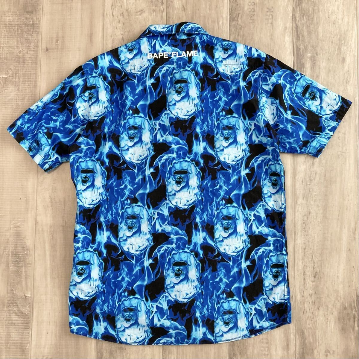 BAPE FLAME 半袖シャツ Sサイズ a bathing ape FIRE shirt エイプ