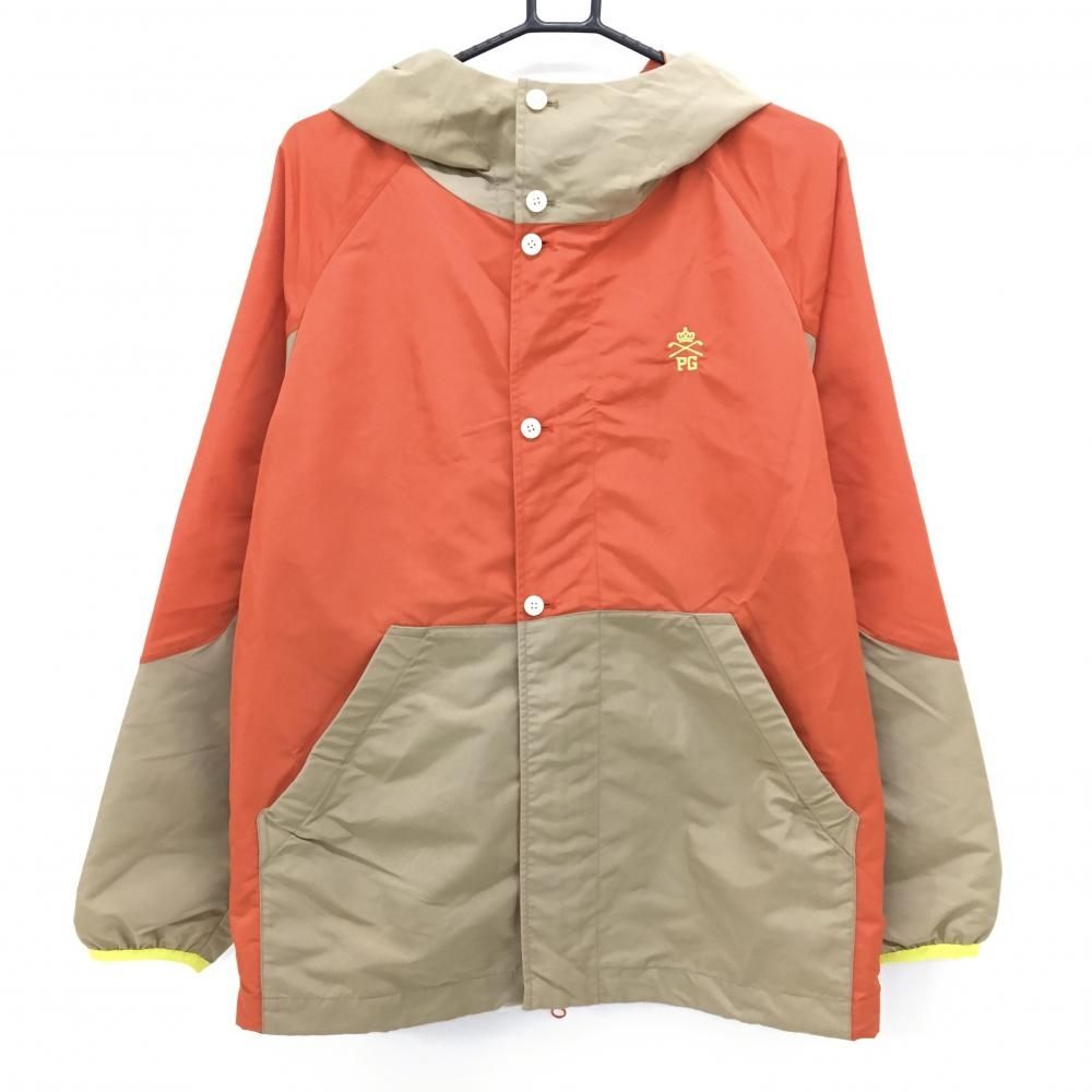 美品】パーリーゲイツ ナイロンジップパーカー レッドオレンジ系