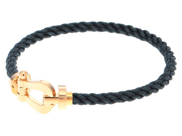 FRED フレッド ジュエリー フォース10BL/YG/10.9g/#18 貴金属･宝石 0B0006 ブレスレット ステンレス/ナイロン/K18イエローゴールド ネイビー ユニセックス【中古】460