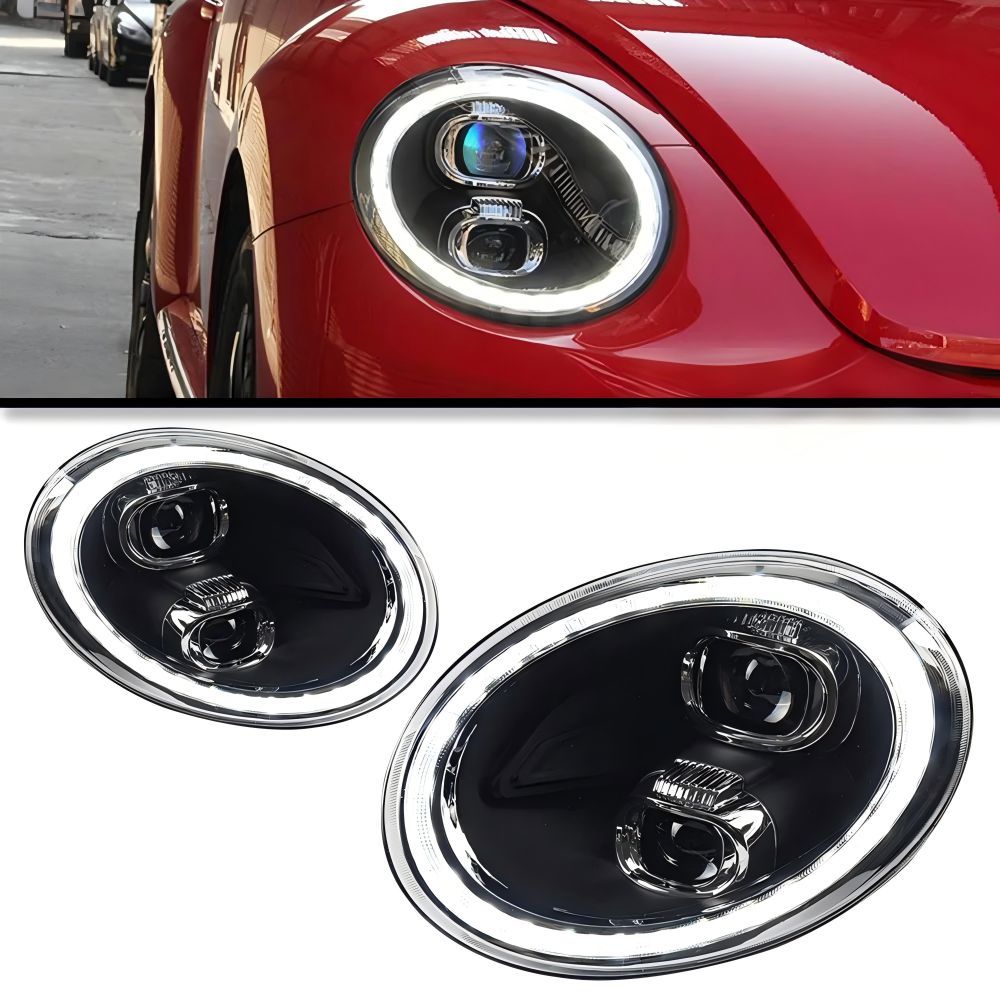 Volkswagen Beetle (フォルクスワーゲン・ビートル) 2013-2019専用 LEDヘッドライト デイライト内蔵 シーケンシャルウインカー バイキセノンレンズ 高輝度 視認性向上 夜間走行安全 ドレスアップ効果抜群防水 スタイリッシュ 送料無料 87,614円