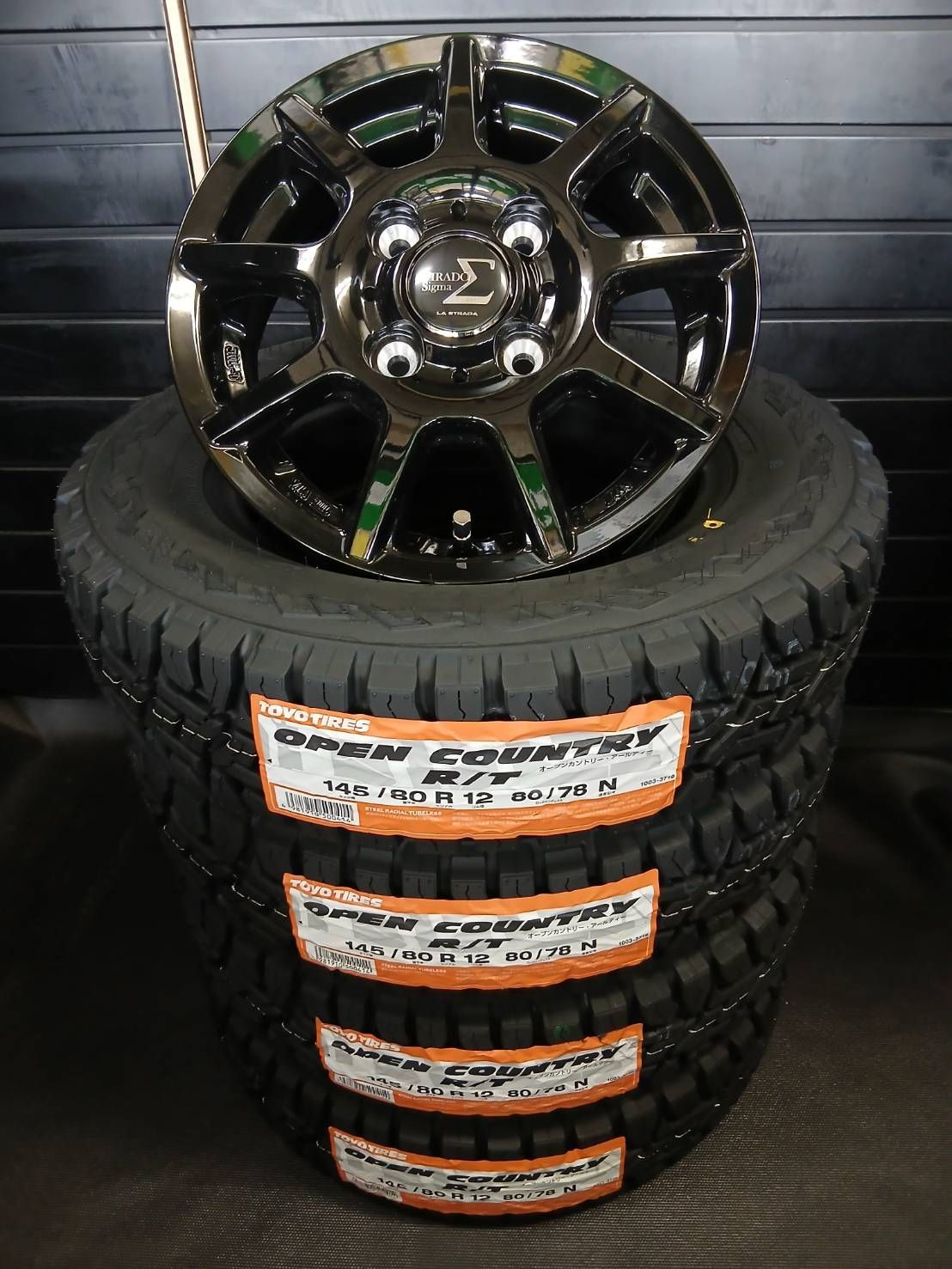 【2026年製】トーヨー オープンカントリー R/T 145/80R12 80/78+TIRADO Σ　シグマ ●ハイゼット●アトレー●ピクシス トラック・バン●サンバー　ラジアルタイヤ+アルミホイール 4本SET(145R12 6PR相当)