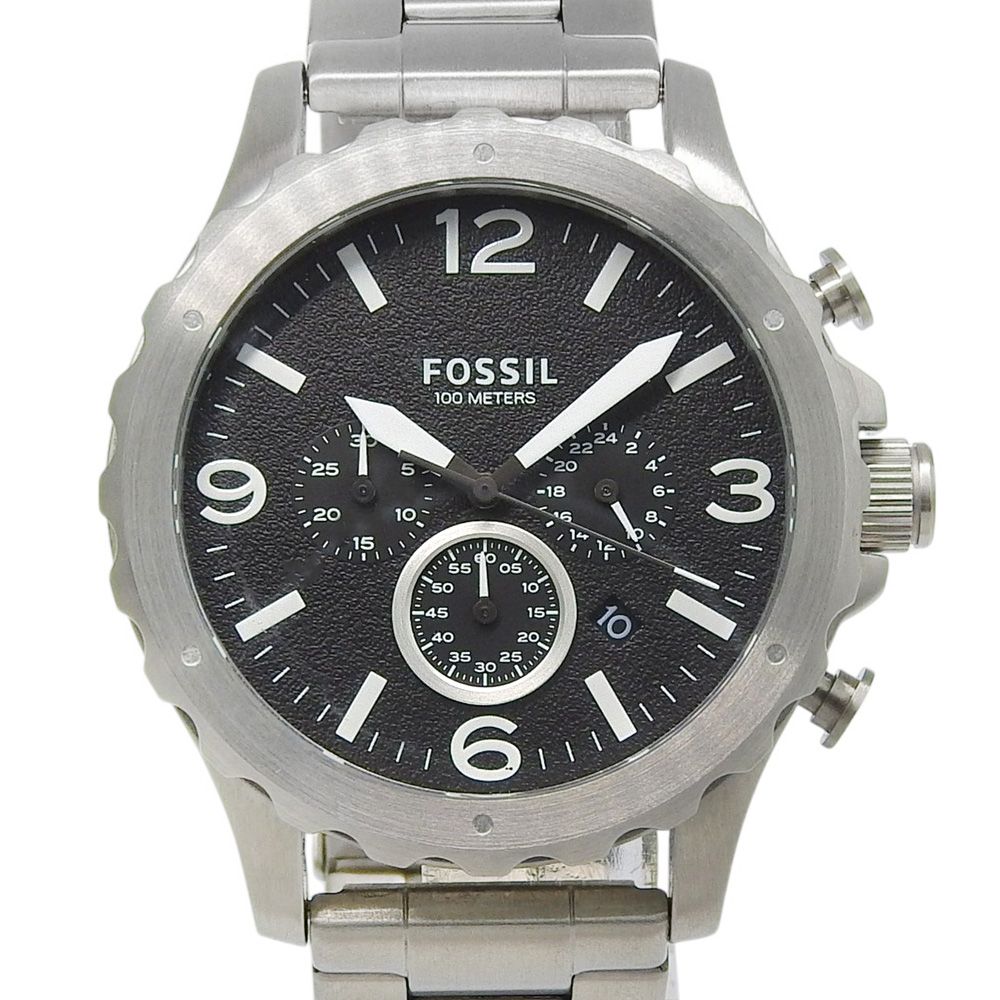 【FOSSIL】フォッシル JR1468 ステンレススチール シルバ― クオーツ クロノグラフ メンズ ブラック文字盤 腕時計