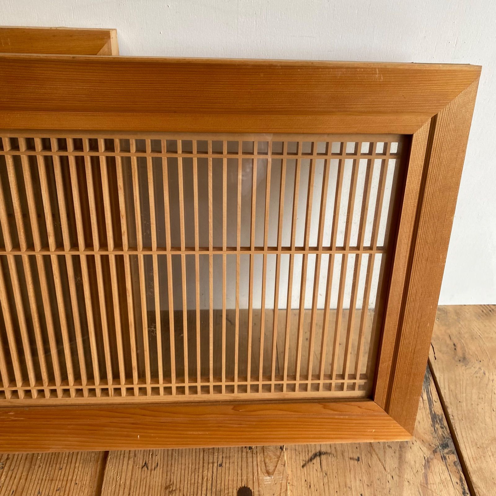 アンティーク 欄間 ガラス 組子 書院 古建具 2枚セットY910 - メルカリ