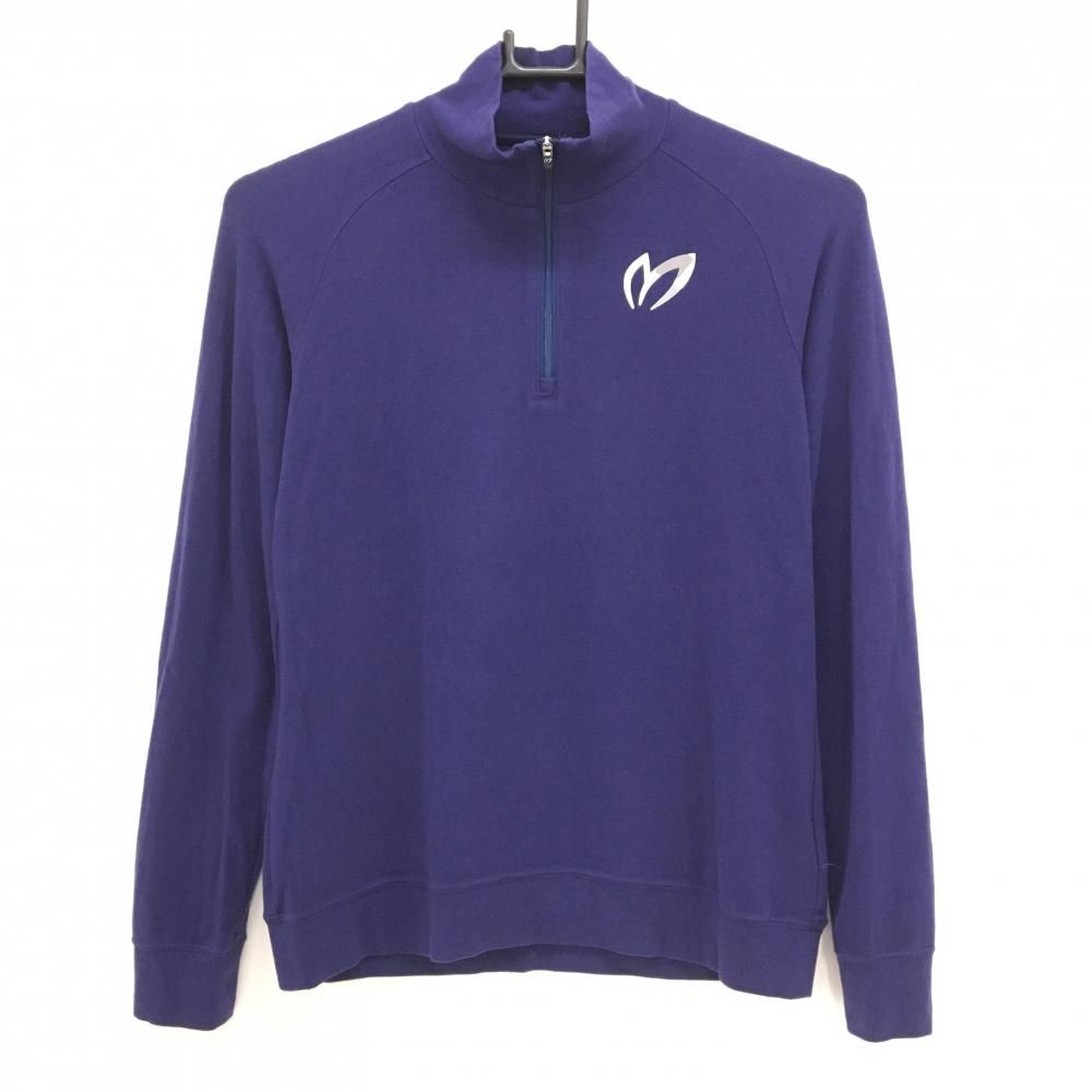 【美品】マスターバニー 長袖ハイネックシャツ パープル×グレー バックロゴ 微起毛 レディース 0(S) ゴルフウェア MASTER BUNNY EDITION