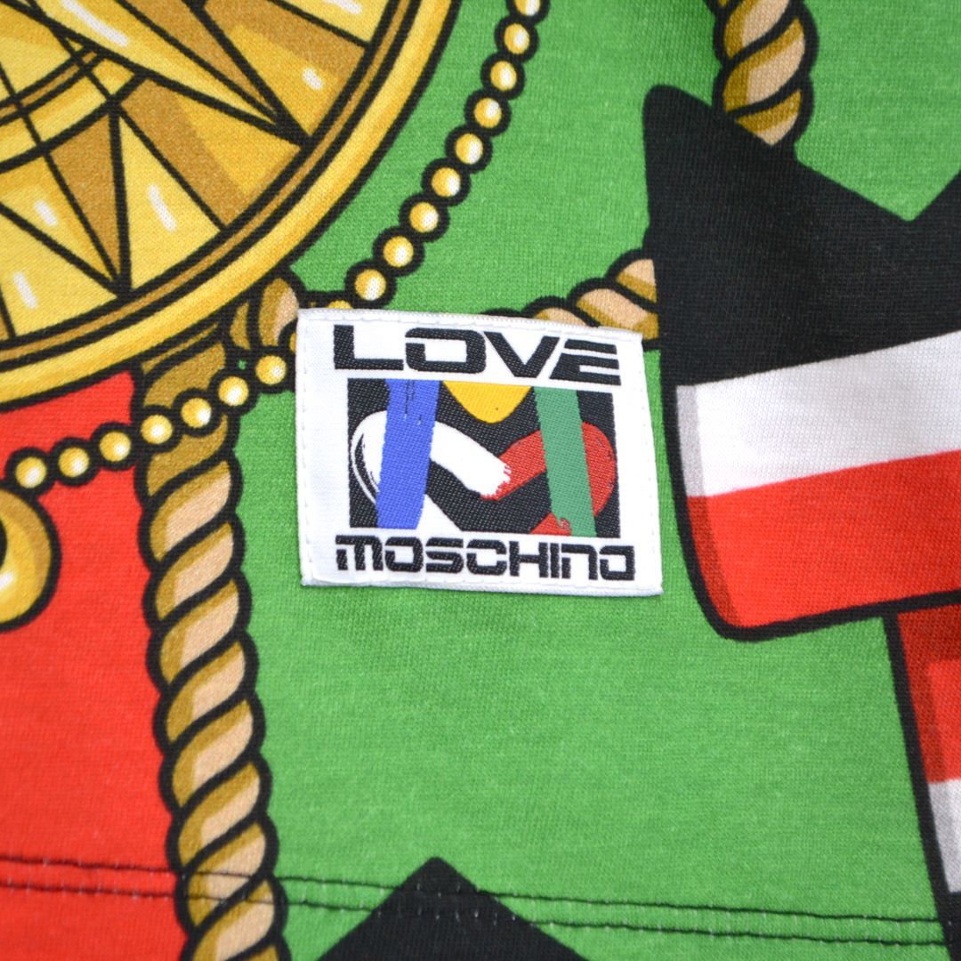 モスキーノ　マルチカラー　総柄　カラフルプリントドレス　落書き　M〜Lサイズ 新品タグ付】LOVE MOSCHINOラブ モスキーノ2016AW スカーフ総柄 マリン