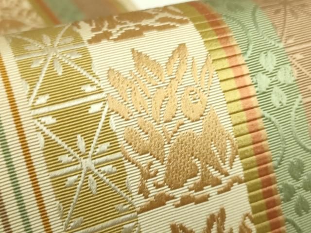 平和屋本店○極上 本場筑前博多織 両面 全通柄袋帯 伝統工芸士 宮本紳