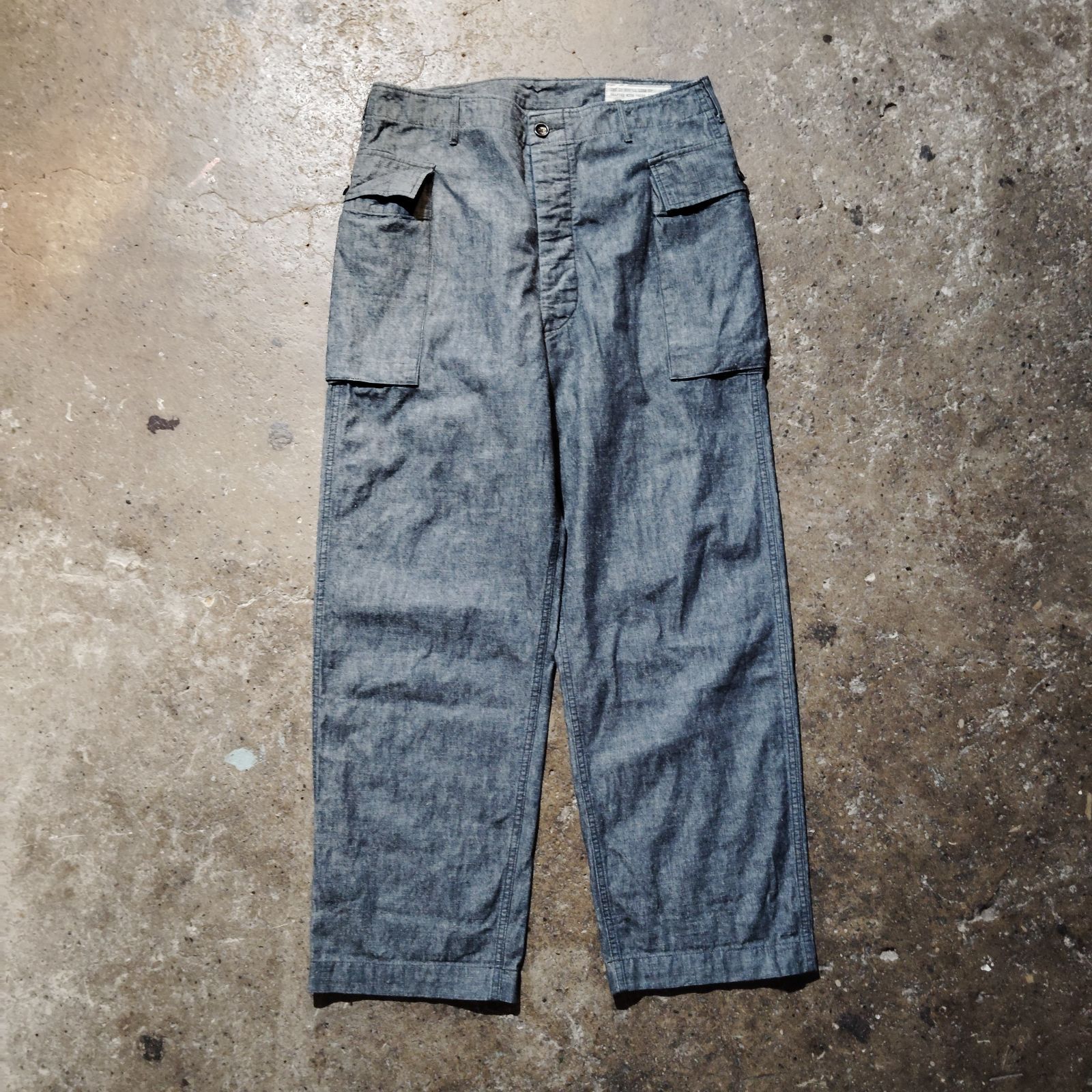 BONCOURA 43 Cargo Pants Dungaree Cotton Linen Indigo 32 ボンクラ