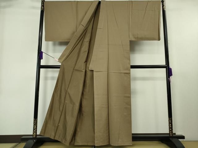 平和屋本店●極上　男性　お召　アンサンブル　キングサイズ　長羽織　羽裏・般若　生壁色×涅色　逸品　未使用　DZAB6580kh6 平和屋本店○極上 男性 お召 アンサンブル キングサイズ 長羽織 羽裏