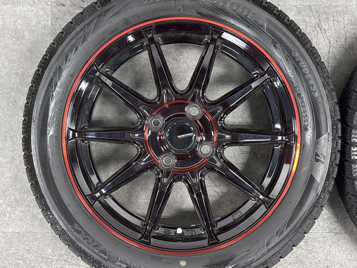 バリ溝 美品】Gスピード 15in 4.5J+45 PCD100 ブリヂストン ブリザック 