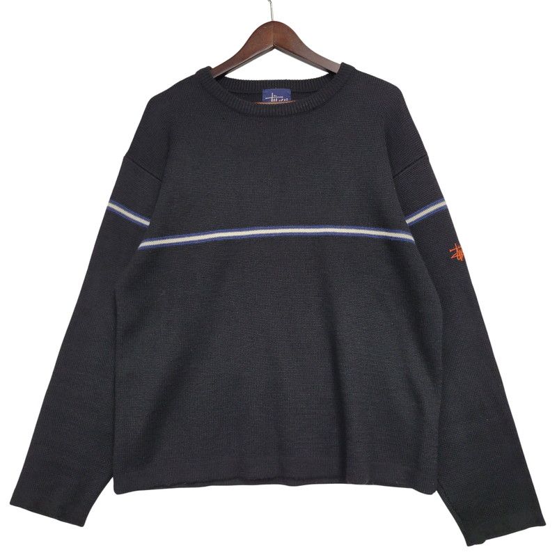 【中古品】 OLD STUSSY オールドステューシー S80 紺タグ 90-00S FRONT LINE KNIT フロント ライン ニット トップス 長袖 【142-260511-cs-11-izu】