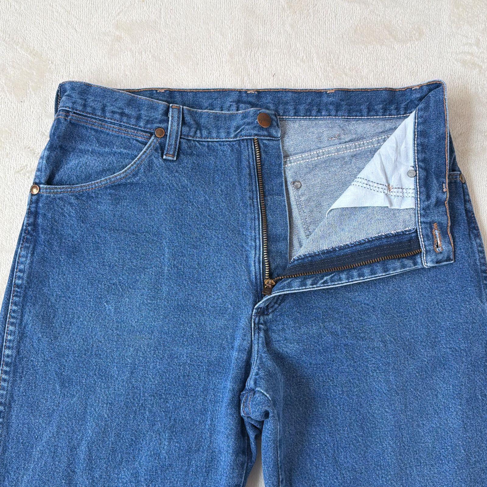 Wrangler W34L32 13MWZ 濃青 ブルーデニム ストレート コットン100 