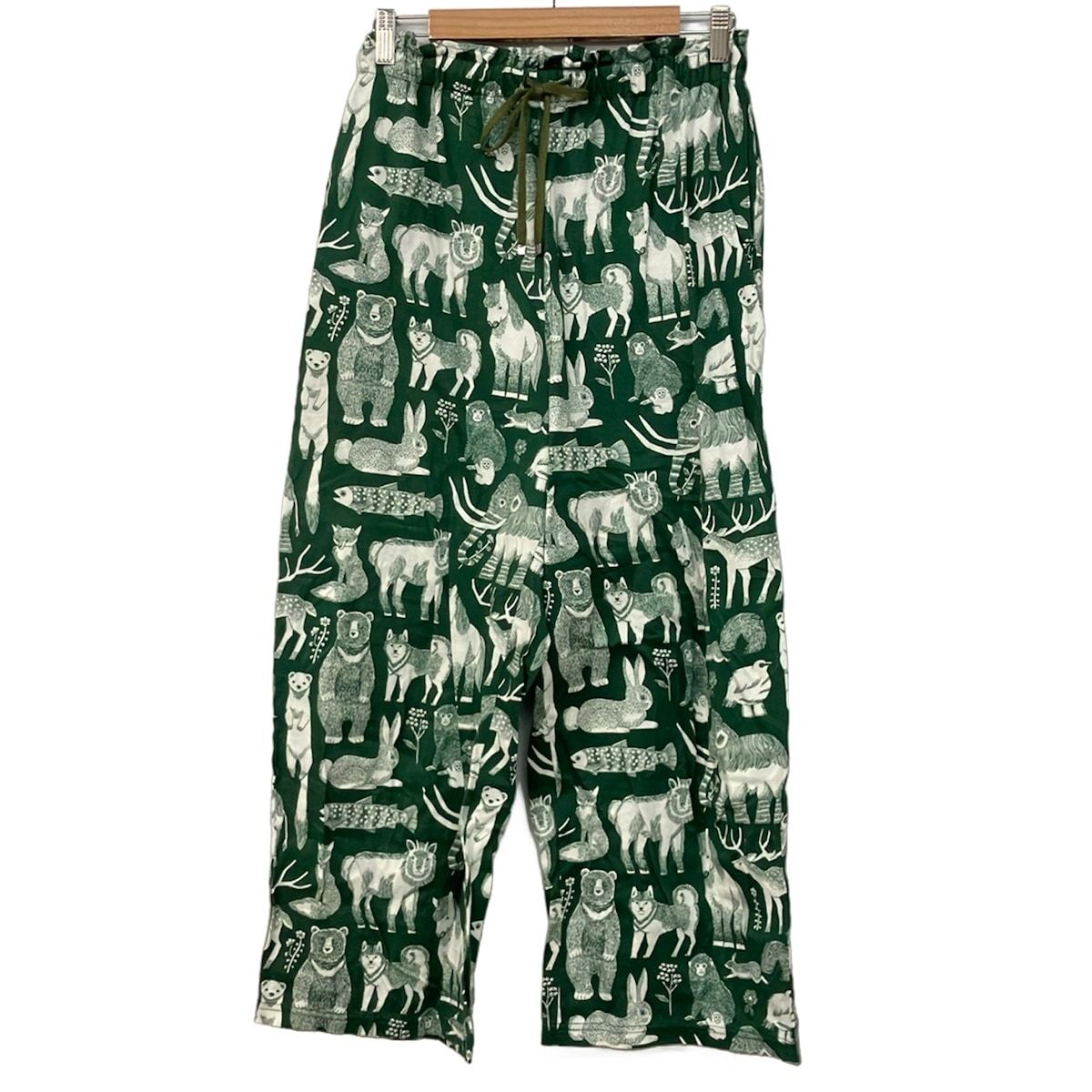 marble SUD(マーブルシュッド) パンツ レディース美品 グリーン×白 フルレングス/動物/ウエストゴム