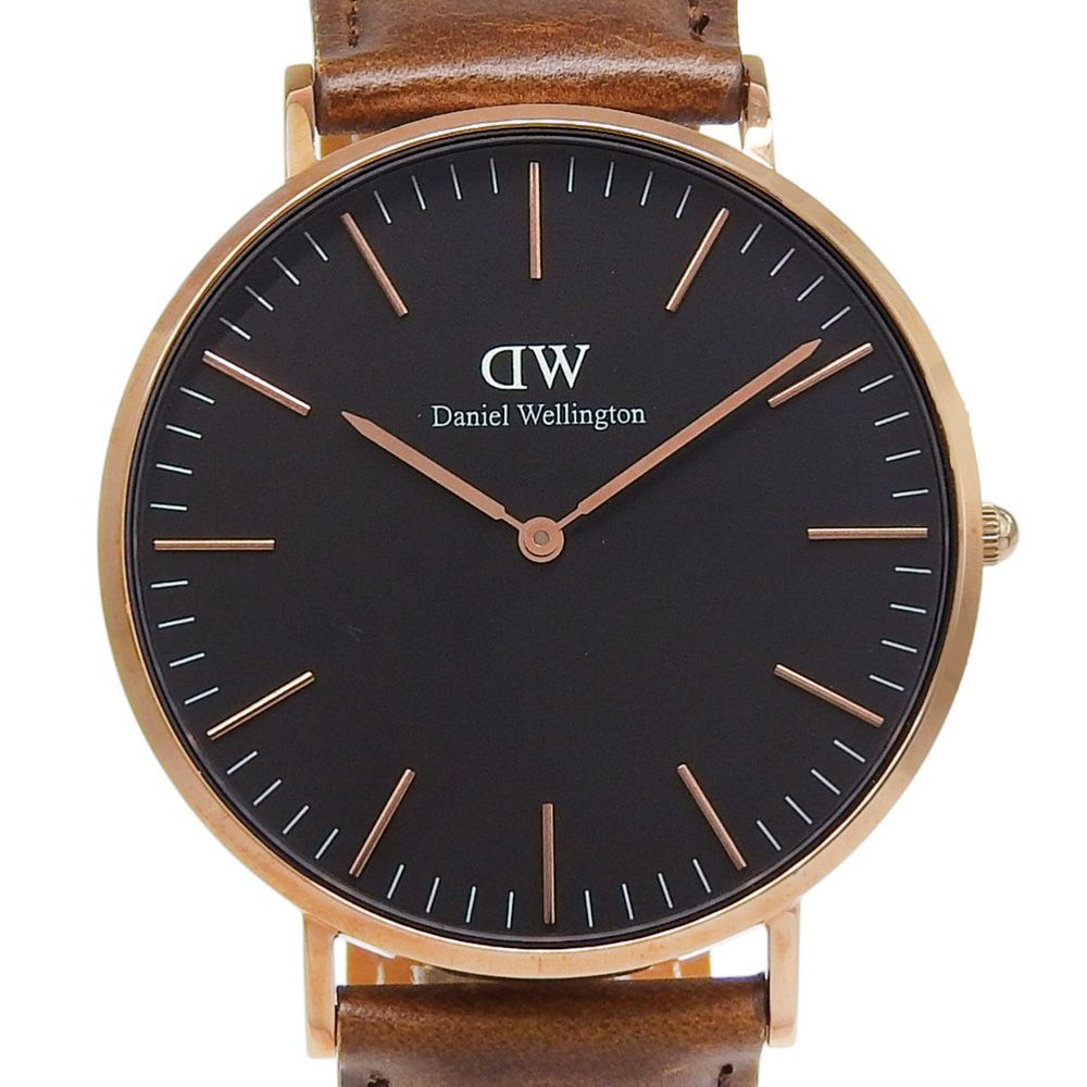 【Daniel Wellington】ダニエル・ウェリントン DW00100125 ステンレススチール×レザー ゴールド クオーツ アナログ表示 メンズ ブラック文字盤 腕時計