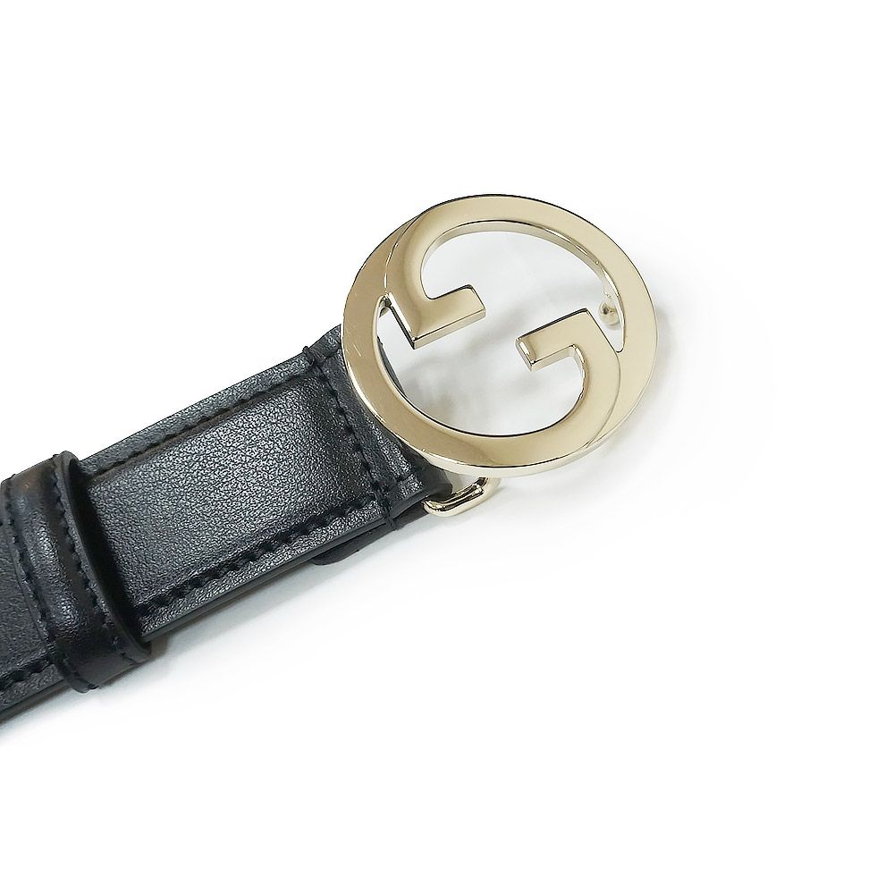 グッチ 690557 ブロンディ インターロッキングG カーフスキン ブラック ベルト 85CM レザー ライトゴールド金具 HERMES（未使用　展示品）