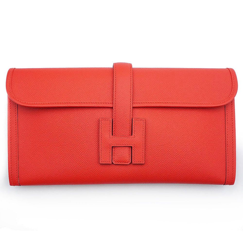 エルメス ジジェ エラン 29 ヴォーエプソン ルージュトマト レッド A刻印 セカンド クラッチバッグ レザー HERMES（未使用　展示品）