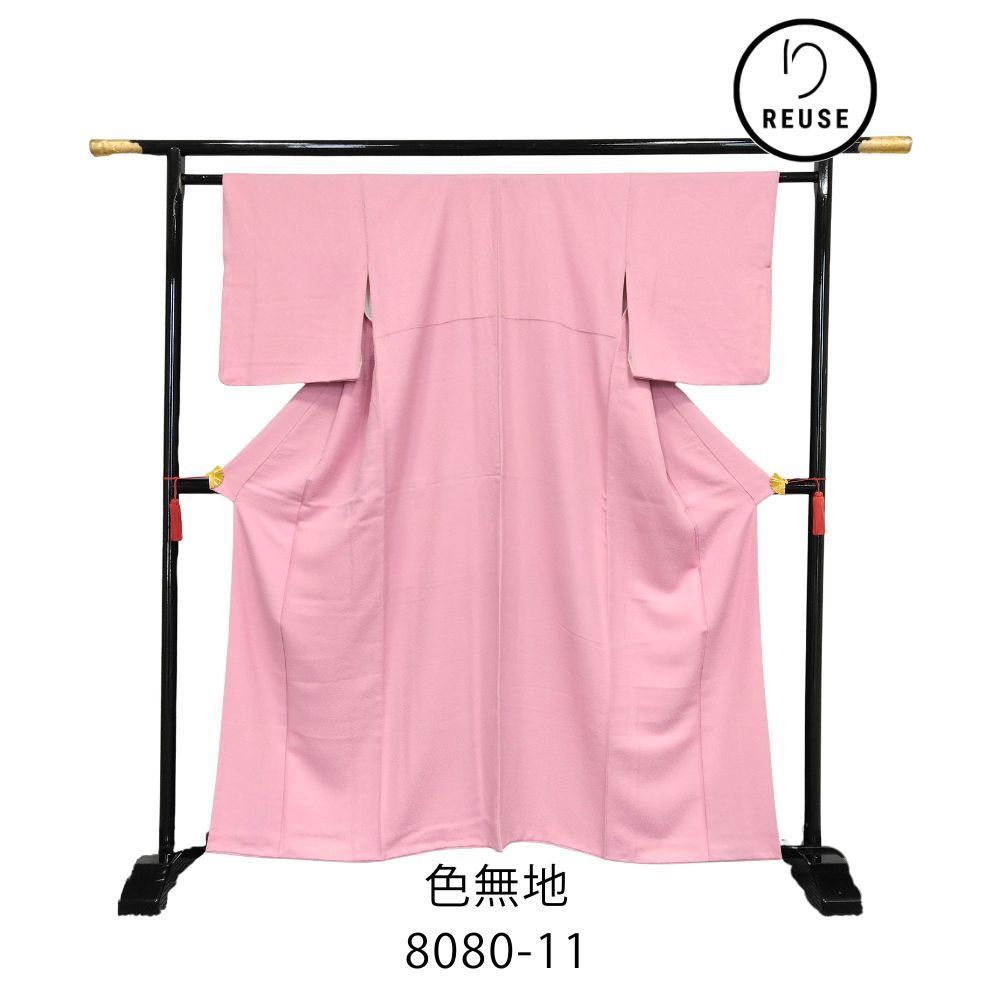 振袖　ちりめん　薄ピンク　正絹　一つ紋　無地　美品 リユース 着物 】色無地 正絹 ピンク ちりめん 地紋 袷 8080-11 - メルカリ