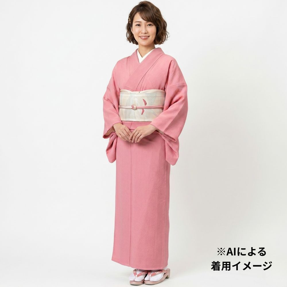 正絹　着物　袷　ピンク　無地 色無地 レンタル 袷 10月〜5月向け 正絹 一ツ紋 ピンク色 着物 入学式