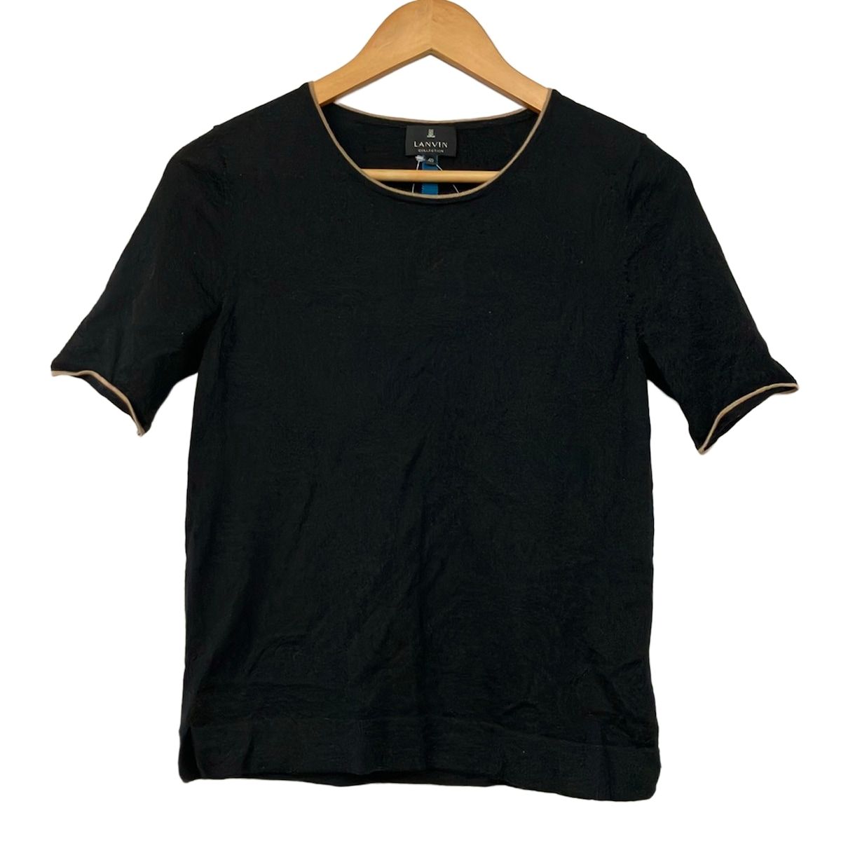 LANVIN COLLECTION(ランバンコレクション) 半袖セーター サイズ40 M レディース美品 - 黒×ベージュ クルーネック 5,904円