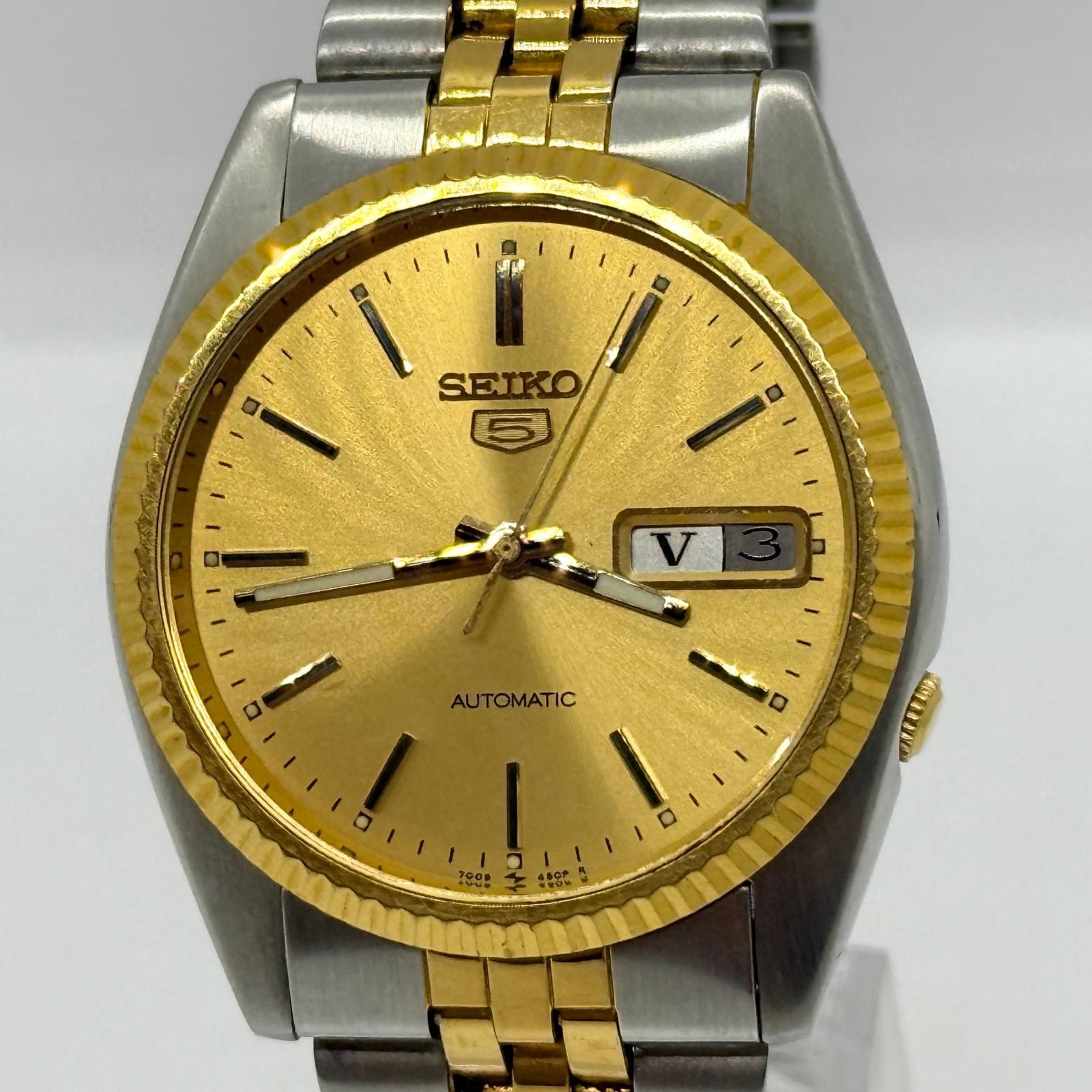 SEIKO セイコー 5 ファイブ 7009-3110 ゴールド AT メンズ 腕時計 稼働品