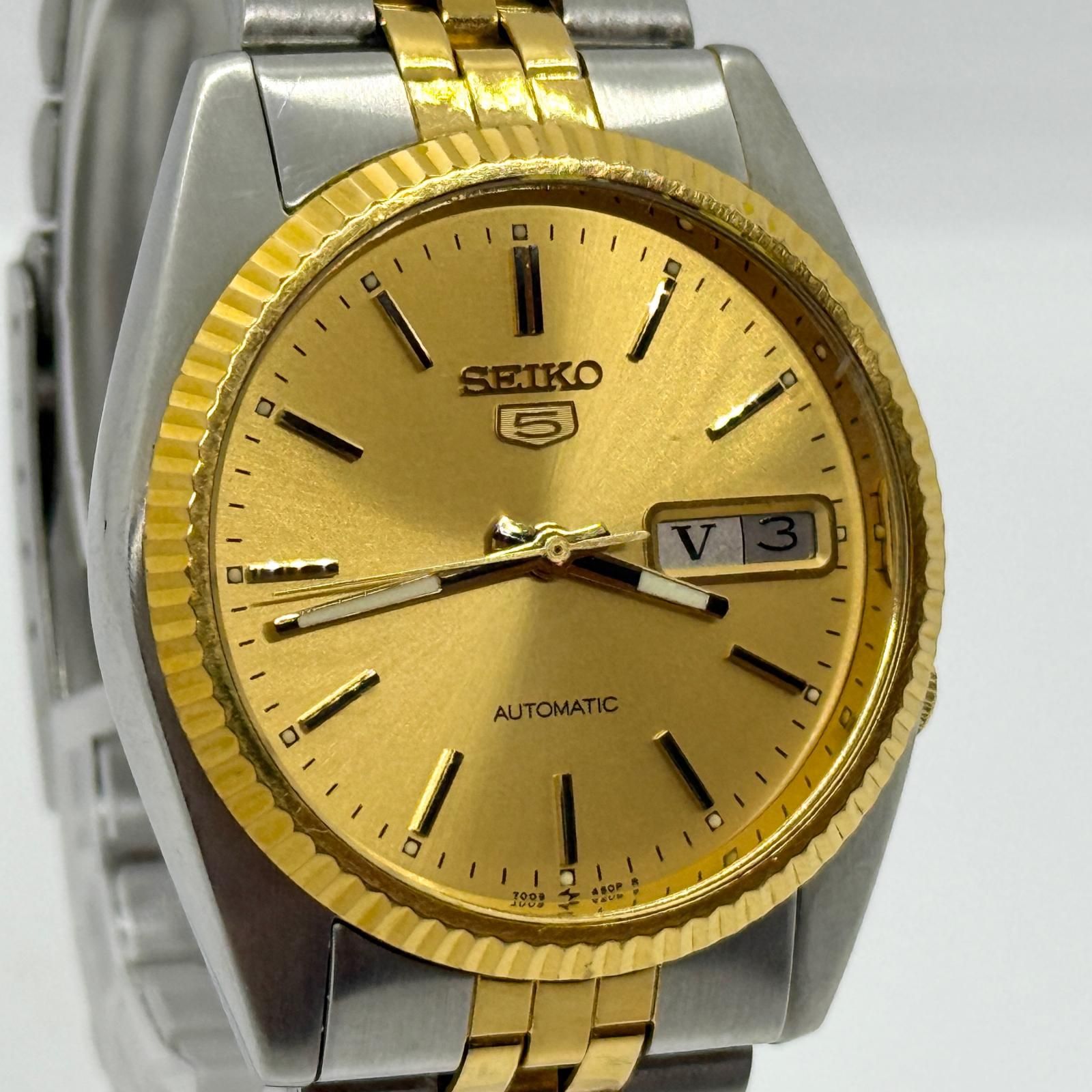SEIKO セイコー 5 ファイブ 7009-3110 ゴールド AT メンズ 腕時計 稼働