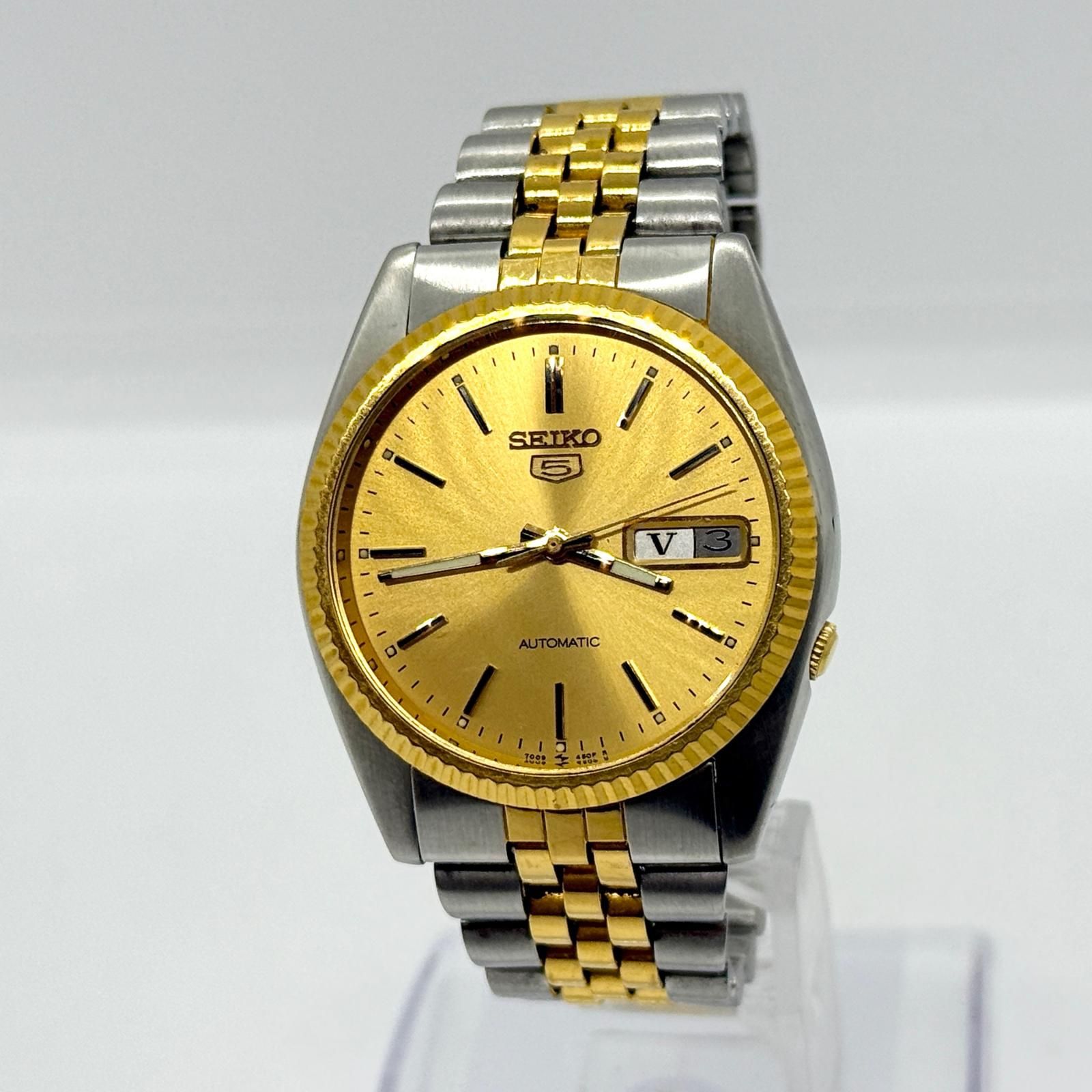 SEIKO セイコー 5 ファイブ 7009-3110 ゴールド AT メンズ 腕時計 稼働