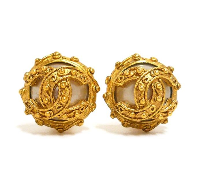 美品/CHANEL シャネル/94A ココマーク フェイクパール イヤリング/ゴールドカラー アクセサリー/箱あり/ON5815