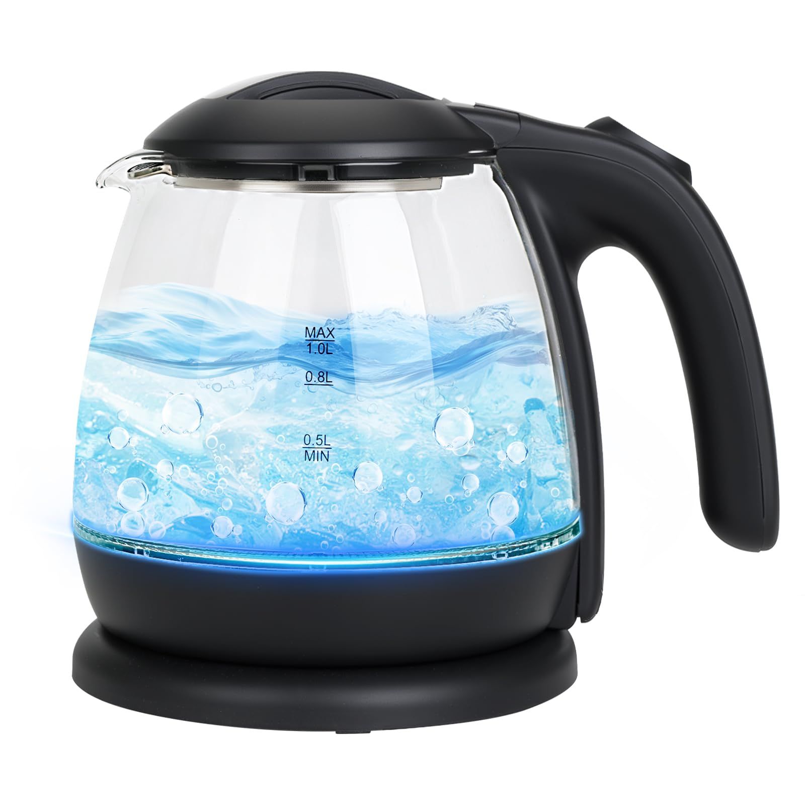 電気ケトル 耐熱ガラス 大容量1.0L ケトル 湯沸かし【2026革新版 1000W急速沸かし】湯沸かしケトル LEDライト付 電気ポット お湯・コーヒー・お茶・粉ミルク 湯沸かしポット 小型 おしゃれ お手入れ簡単 沸騰自動OFF・空焚き防止機能 一人暮らし