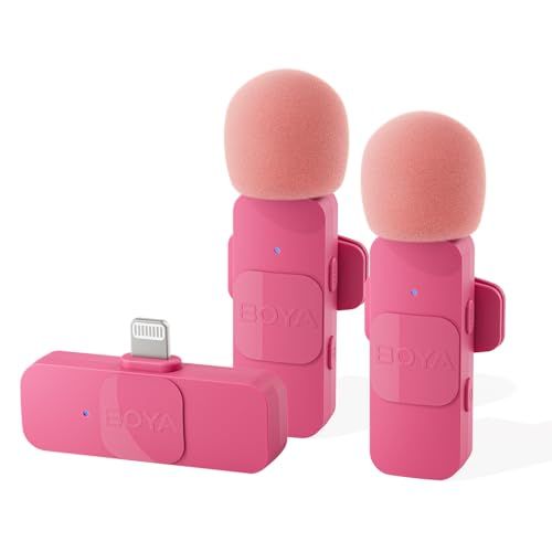BOYA BY-V2 ワイヤレスマイク ピンマイク iPhoneマイク Lightningデバイス対応 50m安定伝送 9H連続使用時間 ノイズキャンセリング 小型マイク プラグ＆プレイ 360°回転クリップ 全指向性集音 YouTube/TikTok/動画撮