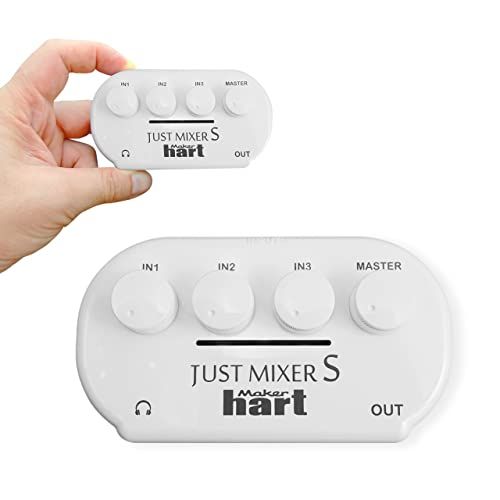 Maker hart Just Mixer S ステレオ3入力/2出力 超小型音声ミキサー/電池とUSB電源可能オーディオミキサー