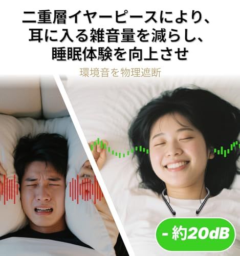 寝ホン 睡眠用イヤホンネクバンド型 イヤフォン【睡眠モード搭載】 寝返りしても痛くない 2g超軽量 超柔軟 耳栓 シリコーン 20dB 防音 横向きに寝ながらイヤホン、技適マーク付き,装着快適 高遮音性 Bluetooth 5.4, 4つのEQモード、12+時 寝ホン 睡眠用イヤホンネクバンド型 イヤフォン【睡眠モード搭載】 寝返りしても痛くない 2g超軽量 超柔軟 耳栓 シリコーン 20dB 防音 横向きに寝ながらイヤホン、技適マーク付き,装着快適 高遮音性 Bluetooth 5.4, 4つのEQモード、12+時