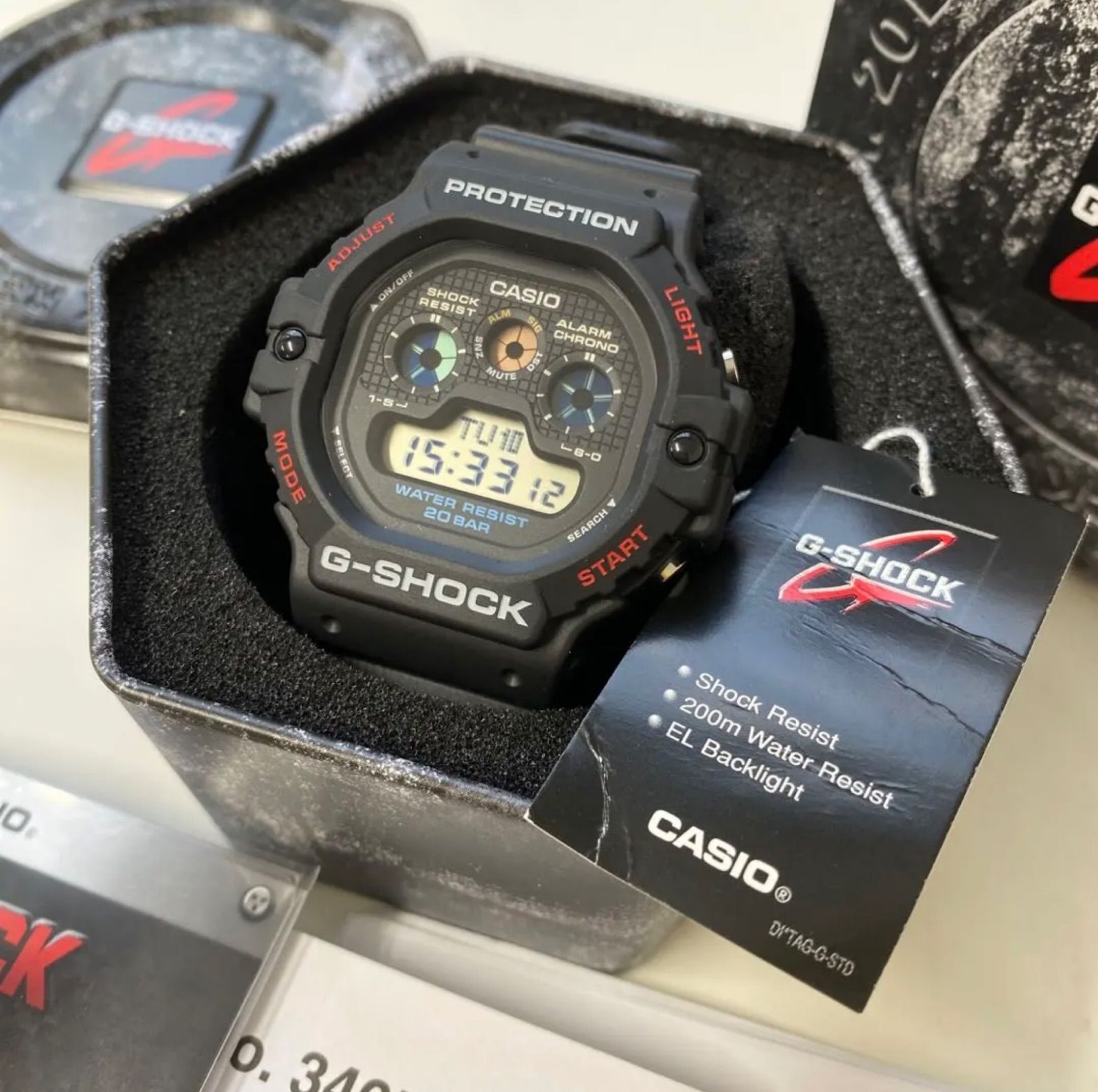 カシオ クォーツ Gショック DW-5900-1DR 海外モデル 黒 ラバーベルト 箱入り